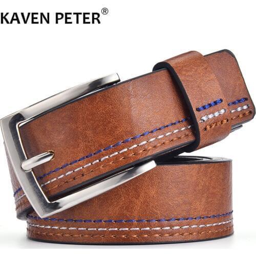 New Fashion Mens Genuine Leather Belts Designer Leisure Belt for Man Pin Buckle Business Dress Male Dropshipping