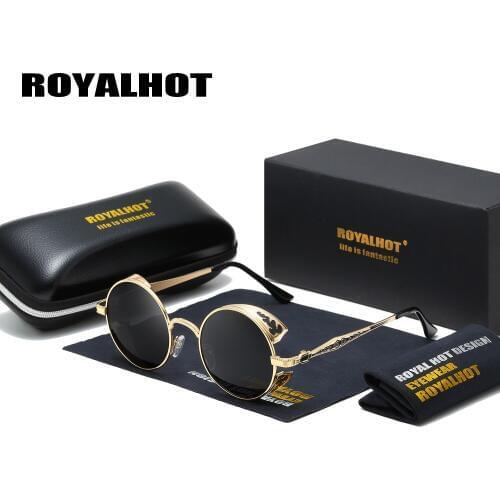 RoyalHot Men Women Polarized Alloy Steampunk Round Frame Sunglasses Driving Sun Glasses Shades Oculos masculino Male 900p68