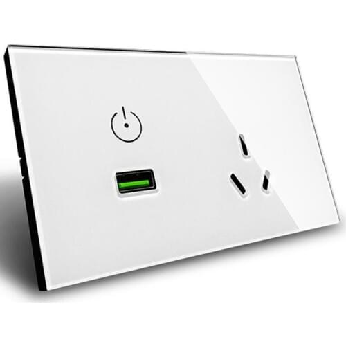 USA Approved USB Wall Power Socket AU Crystal Glass Panel,Touch Switch USB Wall Socket with Wall Outlet 220V plug socket