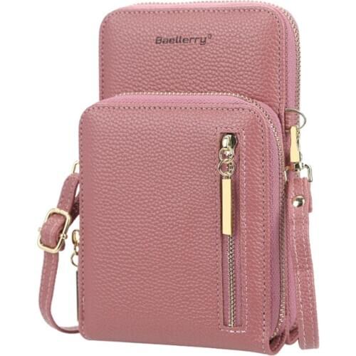 Women PU Shoulder Straps Bag Zippers Mobile Phone Walltes Bag Female Solid Fashion Crossbody Bag Handbag Purse