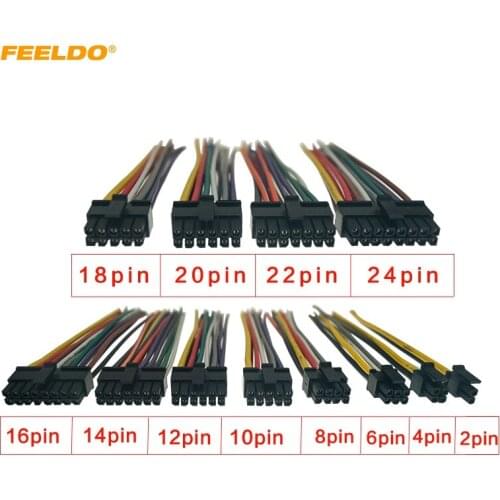 FEELDO Black Universal Car Wire Harness Connector 4Pin-24Pin Head Into Car DVD CD Radio Stereo Wire Plug Adapter #HQ6913