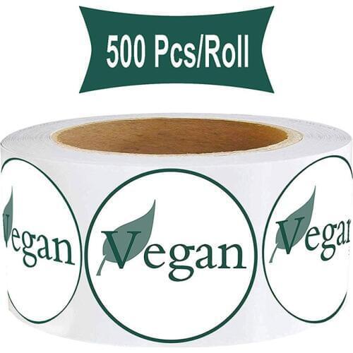 Vegan Food Rotation Labels 1.5 Inch - Round Circle Dots 500 Adhesive Stickers