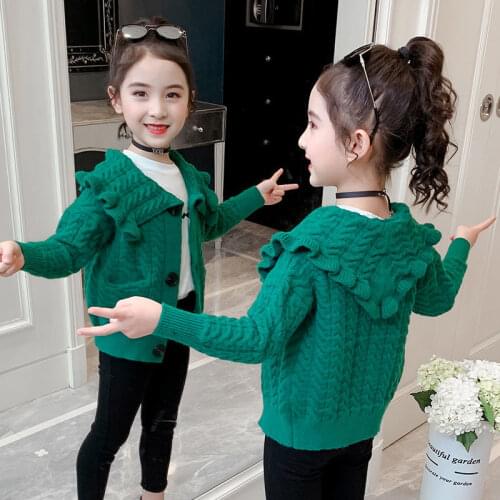 Boys Sweaters 2021 Girls' Knitted Cardigan Autumn Winter Clothes 3-12 years old Korean Childrens Western Style Blouse Jacket