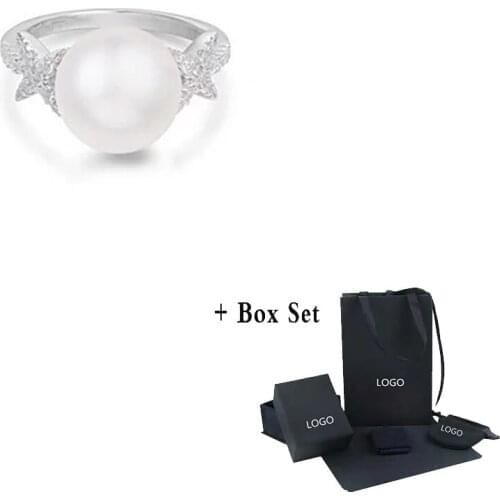 High Quality Jewelry Ring Star Pearl Series Shiny Crystal White Gold Pearl Ring Ladies Fashion Jewelry