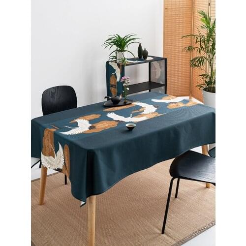Japanese tablecloth and wind waterproof and oil-proof cotton and linen tea table tablecloth Zen tablecloth Chinese style
