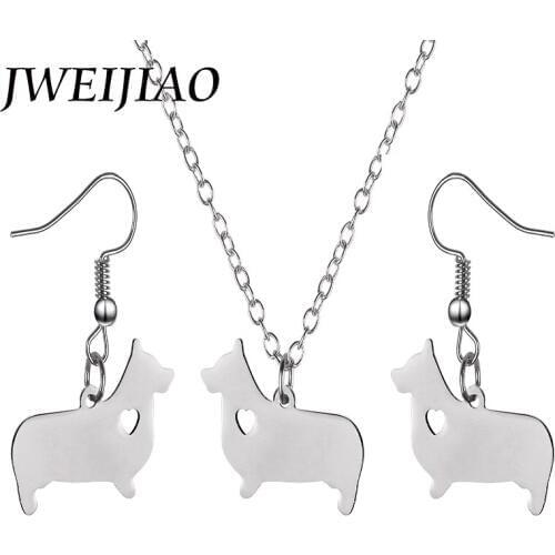 JWEIJIAO Animal Pendant Jewelry Sets Germany Dachshund Sausage Dog Charms Necklace/Earrings Kids Girls Women Jewelry Gift SKU09
