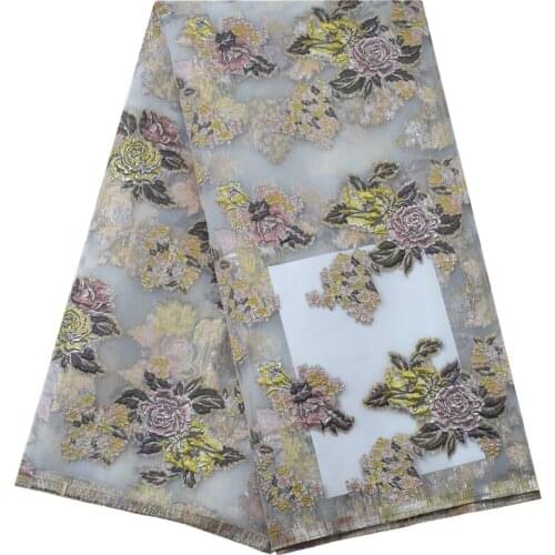 Zhenguiru Flower Gilded Tulle Fabric Colorful African Lace Fabric New Arrived Nigerian Fabric For Women Wedding And Party A2194