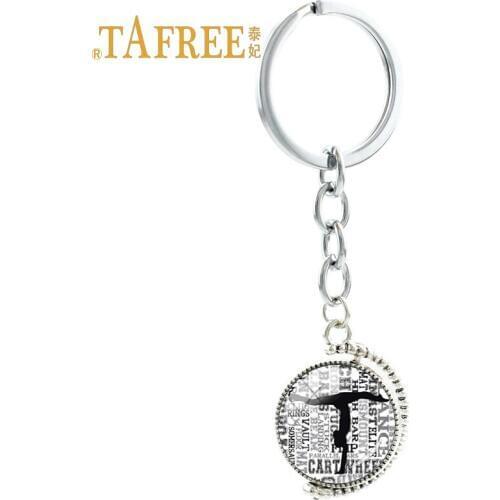 TAFREE Fashion keychain trendy Dancer double sides key chain ring gymnastics athlete for women jewelry NS558 3
