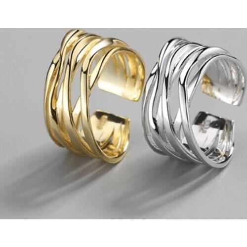 Latest 925 Sterling Silver Ring For Women Occident Multi-layer Gold Rings Lady Trendy Jewelry Gift Engagement Accessories KOFSAC