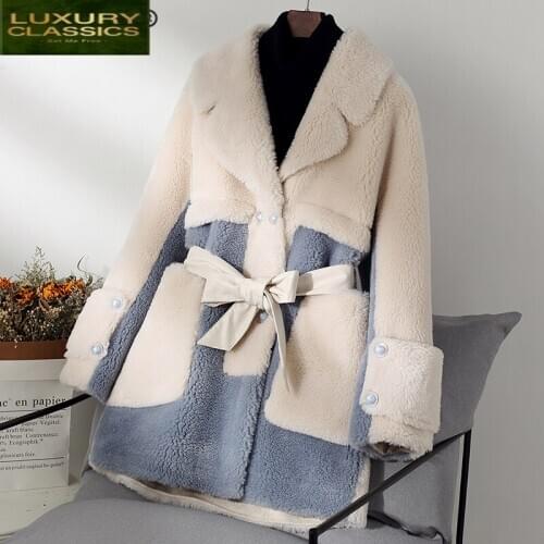 Female Coat Real Fur Elegant Ladies Sheep Shearing Jacket Women Clothes 2021 Korean Vintage Wool Coats and Jackets Hiver 198232