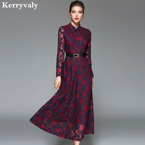Women Retro Jacquard Lace Maxi Dress Robe Hiver 2021 Vestido Longo Vintage Big Swing Long Evening Party Dress Robe Longue K8049