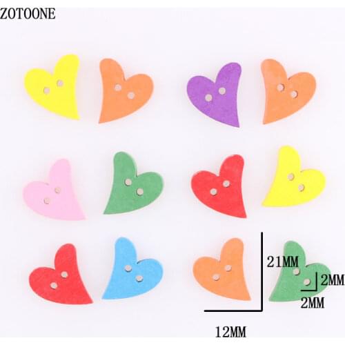 ZOTOONE DIY Mix Random Corful Heart Wood Buttons 12*21MM Sewing Craft 2 Holes Wooden Buttons Clothes Scrapbooking Decor A