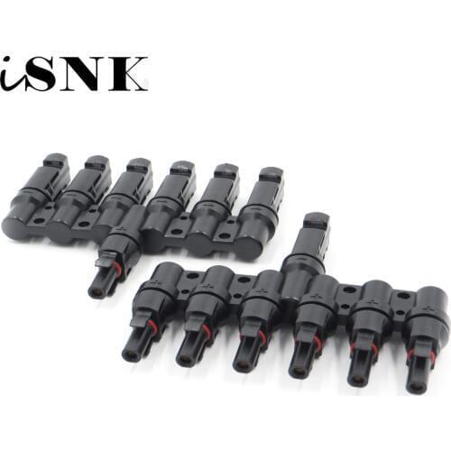 1Pair PV 6T Connector 1 to 6 in Branch parallel connection 30A 1000V Electrical Solar Photovoltaic Panel Cable Wire Connect