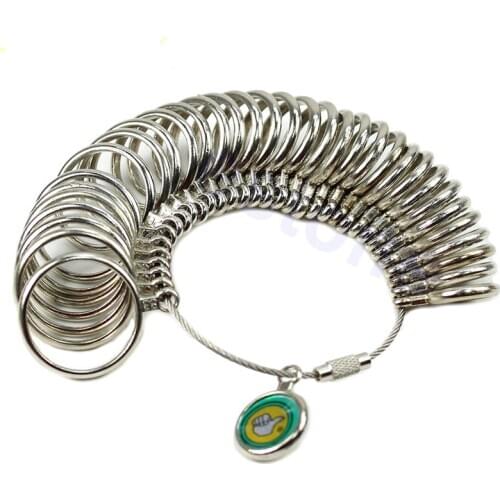 1pc Standard Jewelry Tool Silver Ring Size 33 Different Sizes Metal Ring Measuring Tool Finger Ring Sizer Measure Gauge