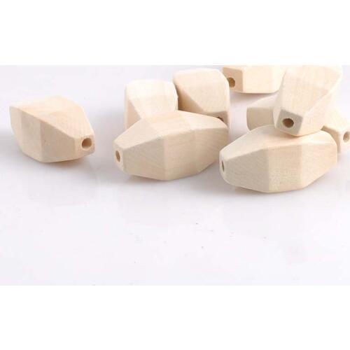 39x18mm 10pcs Natural Wooden Faceted Wooden Unfinished Geometric Spacer beads For Jewelry making Handmake DIY Accessory MT1445