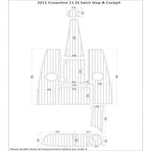 2011 Crownline 21 SS Swim Step & Cockpit Pad Boat EVA Teak Decking 1/4" 6mm