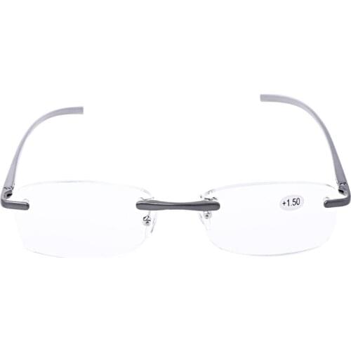 Aluminum Metal Rimless Reading Glasses Presbyopic Eyeglass Resin Lense +1.0~+3.5
