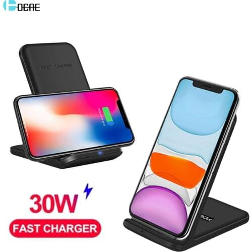 30W Qi Wireless Charger Stand For iPhone 12 11 Pro X XS Max XR 8 Samsung S21 S20 Note 20 Fast Charging Dock Station Phone Holder