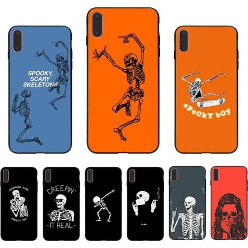 Funny dancing skeletons Phone Case Shell For Iphone XS X 11 Pro Max 12 Mini Mobile Cover SE 2020 8 7 6 Plus 6S 5 XR Unique Coque