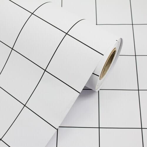 Black and withe grid wallpaper 3d waterproof home decoration living room study room salon wall sticker sale in roll grey,white