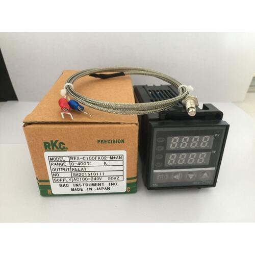Dual Digital RKC PID Temperature Controller REX-C100 with K thermocouple, Relay Output