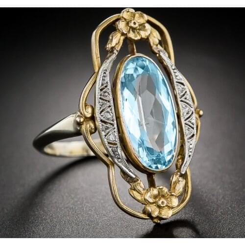 Huitan Novel Design Women Rings Two Tone Hyperbole Bridal Wedding Ceremony Party Ring Personality Accessories Gorgeous Jewelry