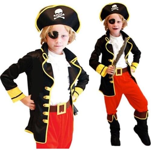Halloween Children Pirate Costume Cosplay Clothing Boys Girls Caribbean Pirate Captain Clothes Sets