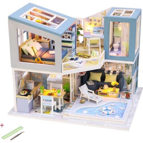 Casa Doll House Furniture Miniature Dollhouse DIY Miniature House RoomToys for Children Casa Dollhouse