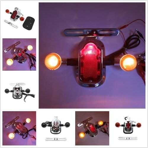 Metal Chrome Tombstone/Skull Brake Tail w/ Light Signal For Harley Davidson Big Twin Aftermarket Free Shipping Motorcycle Parts