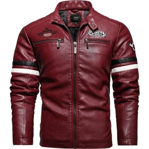 Fall Mens New Air Force Pilot Motorcycle Leather Jacket Fashion Mosaic Red Leather Coat Outdoor Cycling Wear Pu Leather Jacket