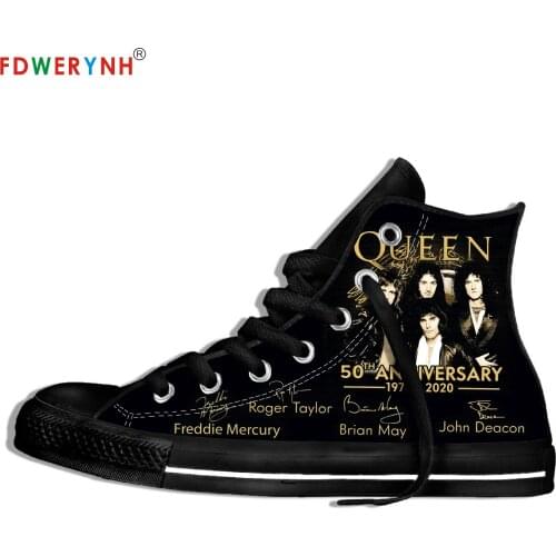 Queen Band Logo Mens Canvas Casual Shoes Royal Crest Logo Zapatillas Couple Customize Pattern Black Lightweight Shoes