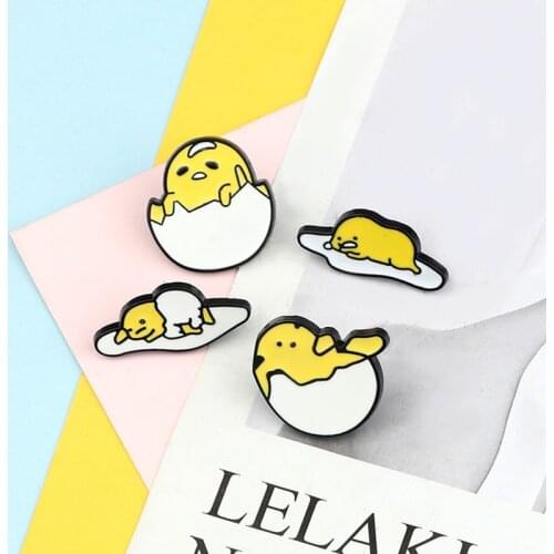 New Cartoon Brooches White Yellow Poached Eggs Lazy Enamel Pin For Women Bag Clothes Badges Lapel Button Pins Kids Cute Jewelry