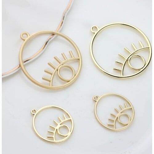 Zinc Alloy Pendant Round Hollow Demon Eye Charms 6pcs/lot For DIY Jewelry Earring Making Accessories