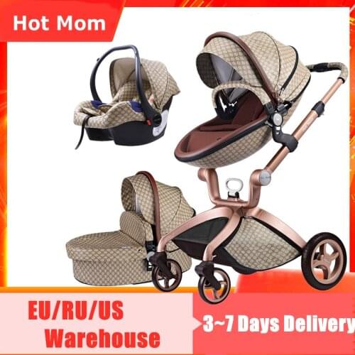Hot Mom Baby Stroller 3 IN 1 Popular High Landscape Strollers 2021 Newborn Stroller With Bassinet Baby Carriage Travel System