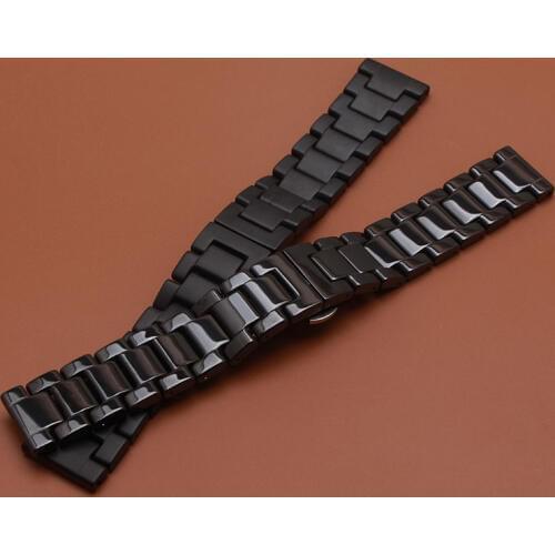 Matte Black Watchband Ceramic or Polished watchbands for smart watches wrist band Gear S2 S3 18mm 20mm 22mm fashion watch strap