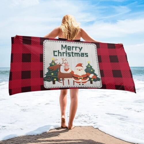 Christmas Santa Claus Elk Gift Beach Towel Luxury Quick-dry Microfiber Bathroom Bath Towels Yoga Mat Picnic Blanket