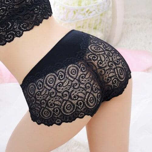 Sexy allure lace transparent buttock ladies underwear in the waist without trace buttock boxer pants 216