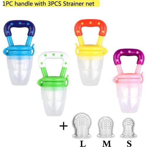 1pcs fruit vegetable pacifier with 3 size filter SML soft food safety silicone infant nipple baby food chew pacifier nibbler