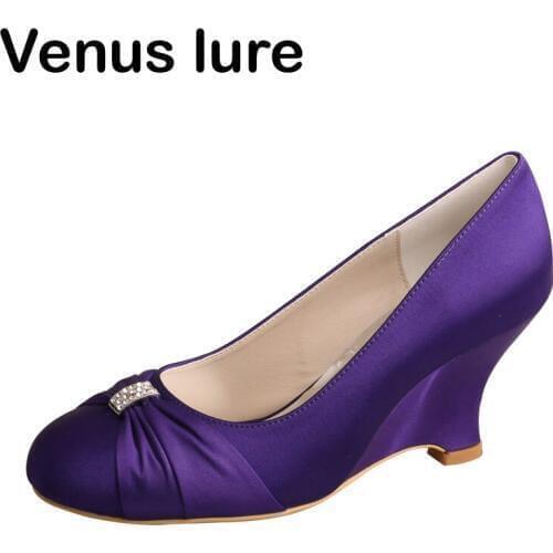 Women Fashion Closed Toe Purple 3" Heel Wedding Shoes Dressy Bridesmaid Shoes