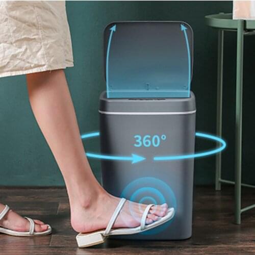 14L Automatic Touchless Smart Infrared Motion Sensor Rubbish Waste Bin Kitchen Trash Can Garbage Bins for Home Room Kitchen Car