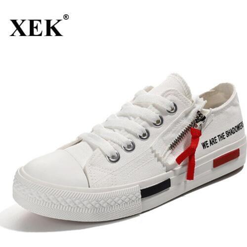 XEK 2018 new letters canvas shoes women ins white shoes autumn casual chic womens shoes Womens flats ZLL337