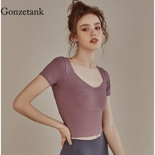 Women Seamless Shirts Yoga Sports Legging Top Sexy Quick Drying Short Sleeve Slender Fitness Clothing Running Sports Vest