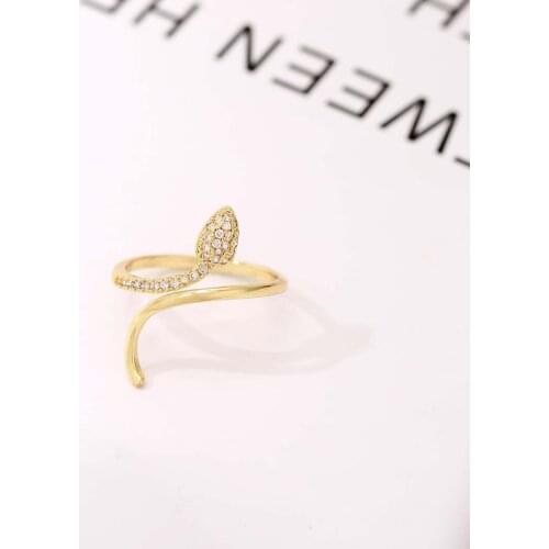 Todorova Lovely Snake Shape Open Adjustable Finger Ring For Women Zircon Ring Fashion Party Jewelry Girl Gift