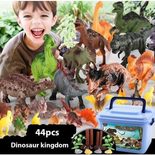 1 Set Creative Home Decoration Crafts Dinosaur Figures 44Pcs Dinosaur Toy Sets Safety Material Plastic Dinosaur Play Sets