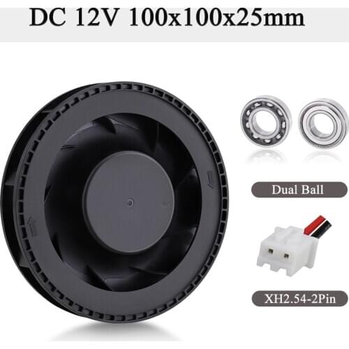 1pcs Gdstime 100*25mm 10025 DC 12V Air purifier car centrifugal fan 100mm x 25mm Brushless DC motor ball bearing air Cooling Fan