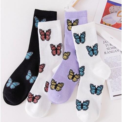 3 Pairs Hot Sale New Butterfly Sports Socks Women Streetwear Outdoor Sports Cycling Classic Cotton Running Socks Sportswear