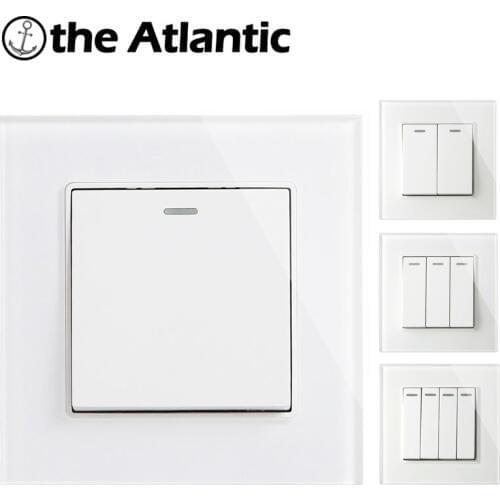 Atlectric Light Switch 1 2 3 4 Gang 1 2 Way Wall Switch ON/OFF Fluorescent Lights Tempered Glass Panel Lamp Light 86Type