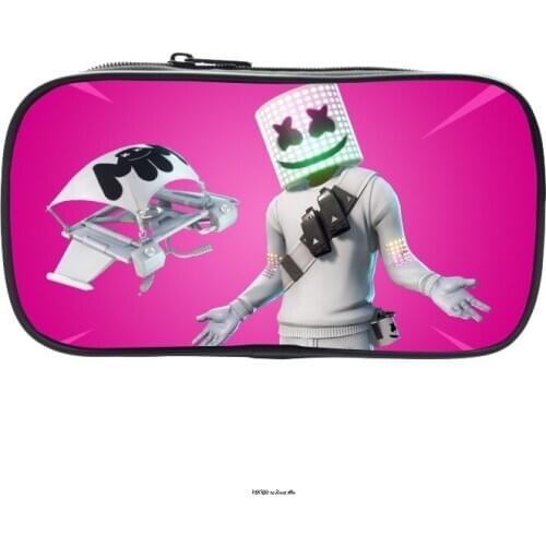 DJ Marshmello Zipper Pencil Case Twill Canvas Large Pen Box Pencil Bag For Student School bags Stationery Supplies