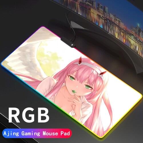 Darling In The Franxx Anime RGB Mouse Pad Xxl Cute Zero Two Gaming Accessories Play Mat Backlight Slipmat Rgb Mousepad Led Gamer