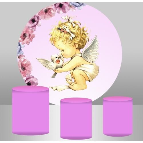 Baby angel Party Decor Backdrop flower birthday Circle round Photography Background newborn baby shower Photocall Photo Studio